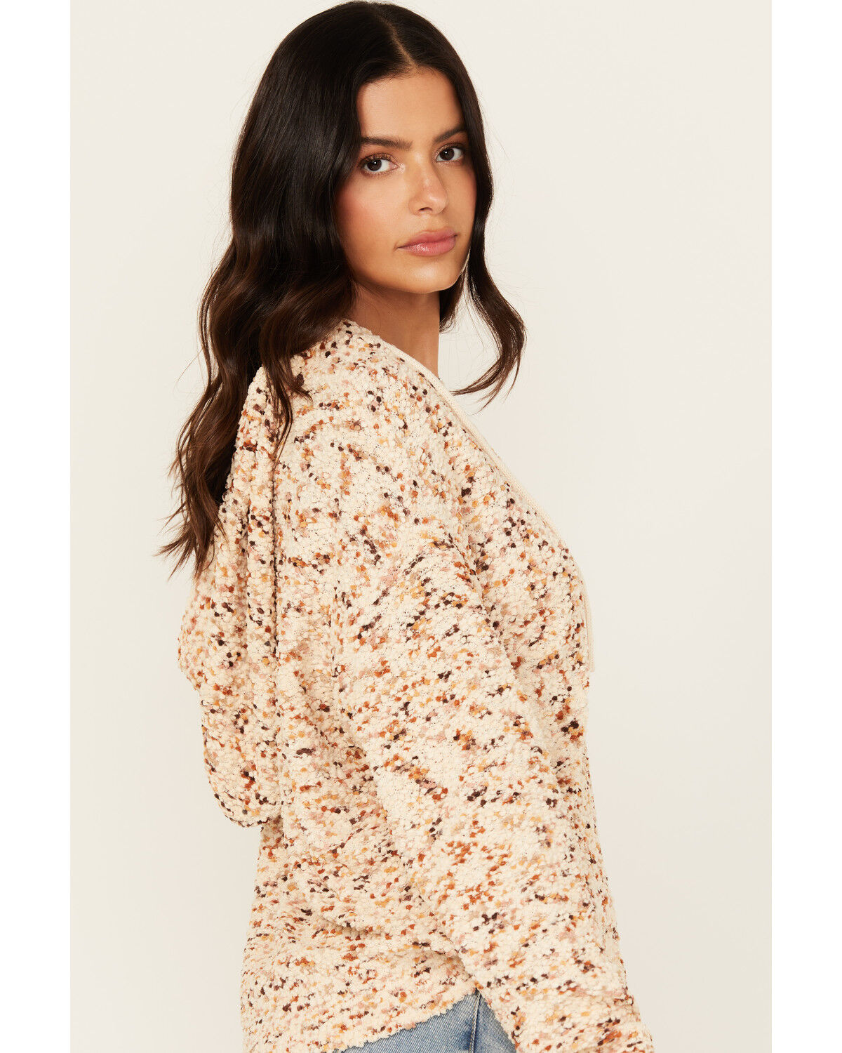 Image #2 - Cleo + Wolf Women's Popcorn Yarn Hoodie, Oatmeal, hi-res