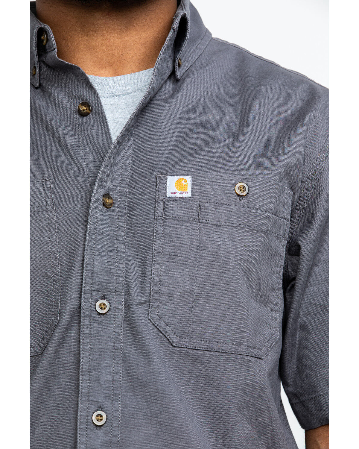 Image #4 - Carhartt Men's Rugged Flex Rigby Short Sleeve Work Shirt, Charcoal, hi-res