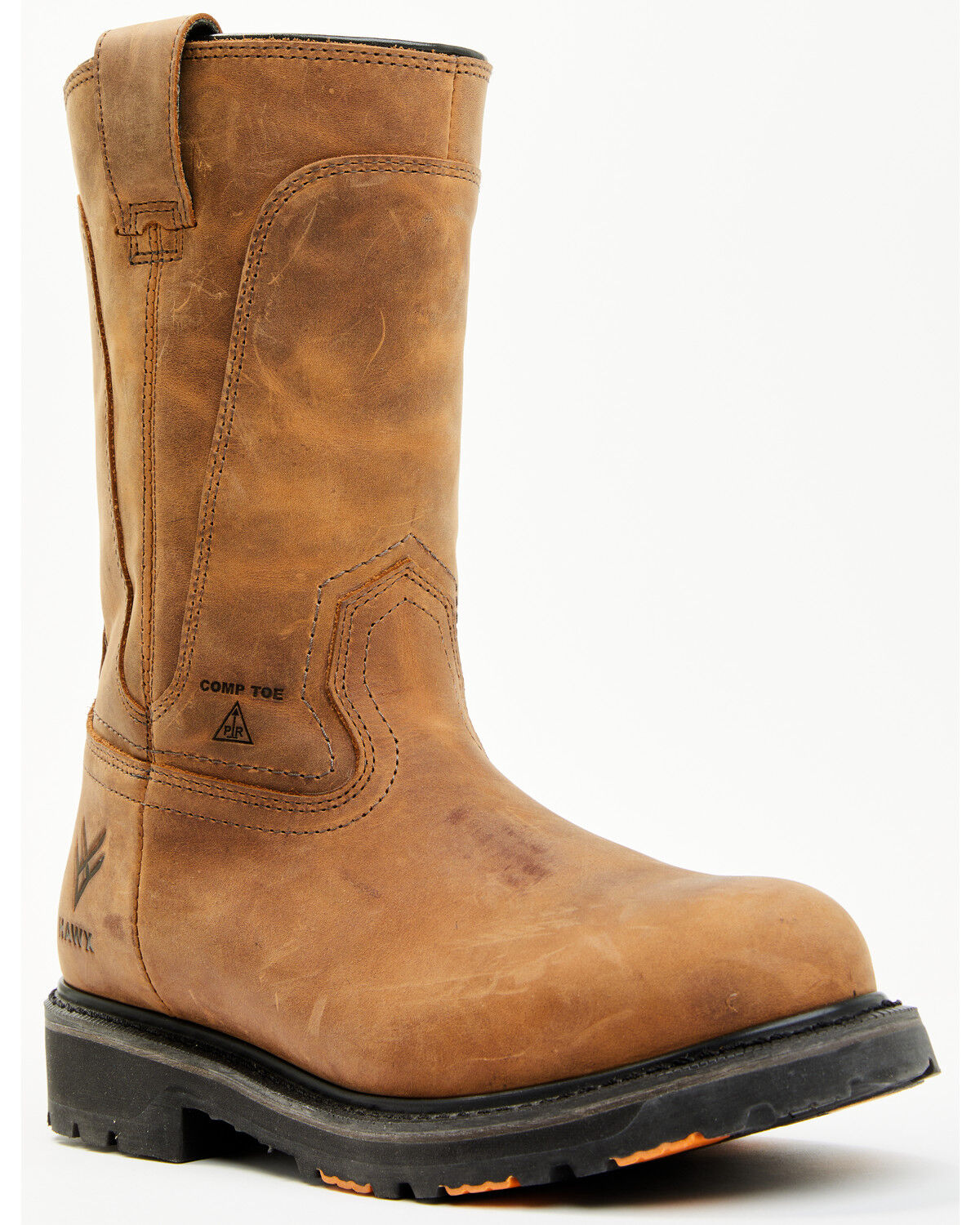 Image #1 - Hawx Men's 11" Industrial Wellington Work Boots - Composite Toe, Brown, hi-res