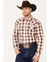 Image #1 - Blue Ranchwear Men's Eastland Checkered Long Sleeve Snap Western Shirt, Red, hi-res