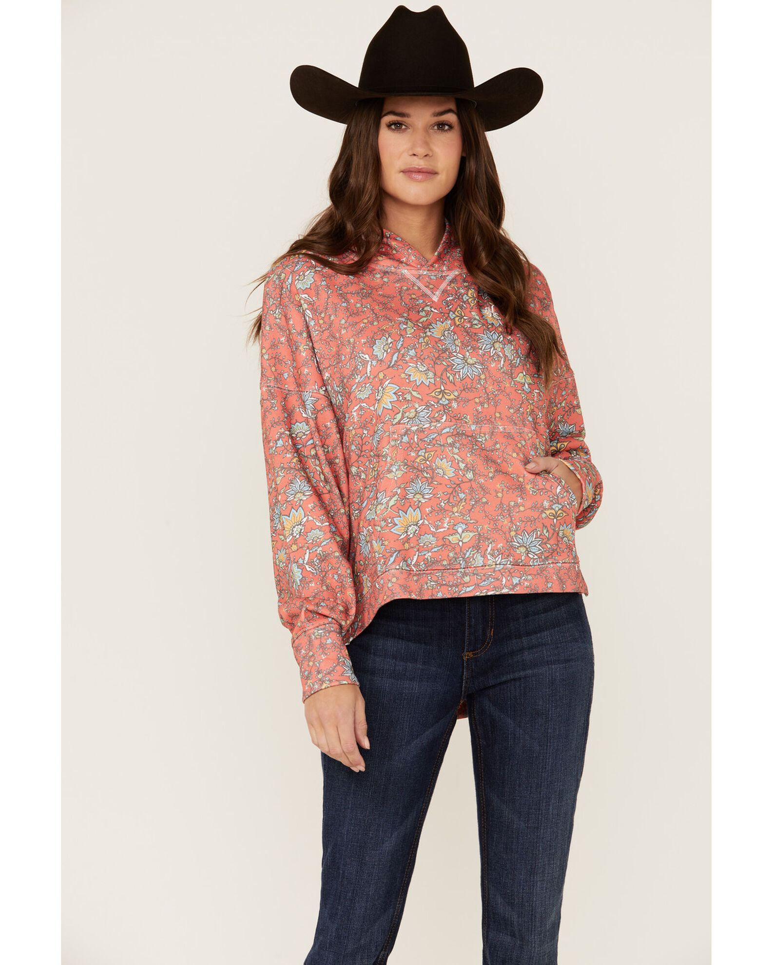 Floral print deals hoodie women's