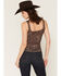 Image #4 - Originality Women's Printed Lace Twist Front Tank Top, Brown, hi-res