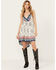 Image #1 - Angie Women's Halter Border Print Tier Mini Dress, Ivory, hi-res