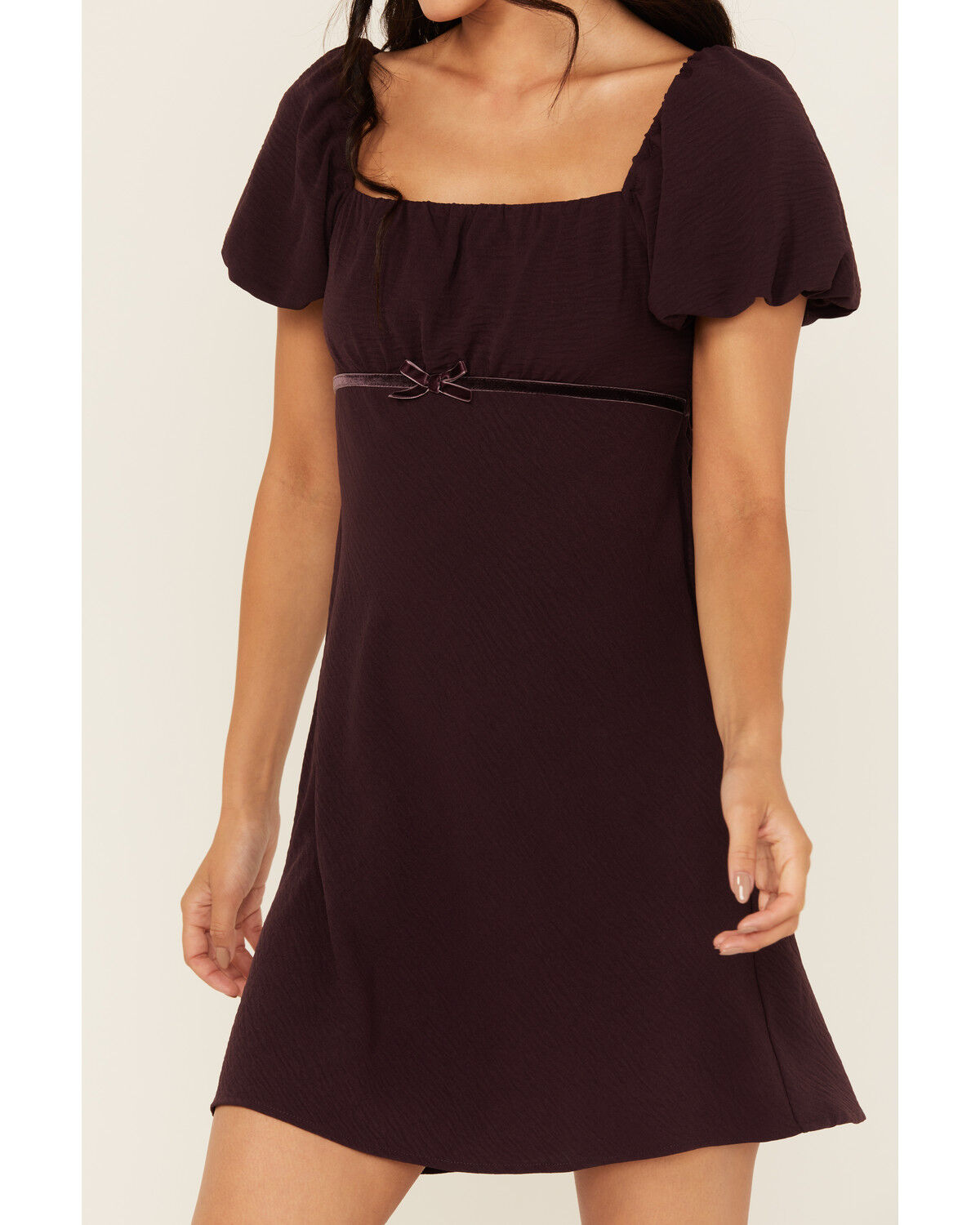 Image #3 - Originality Women's Emma Bow Mini Dress, Purple, hi-res