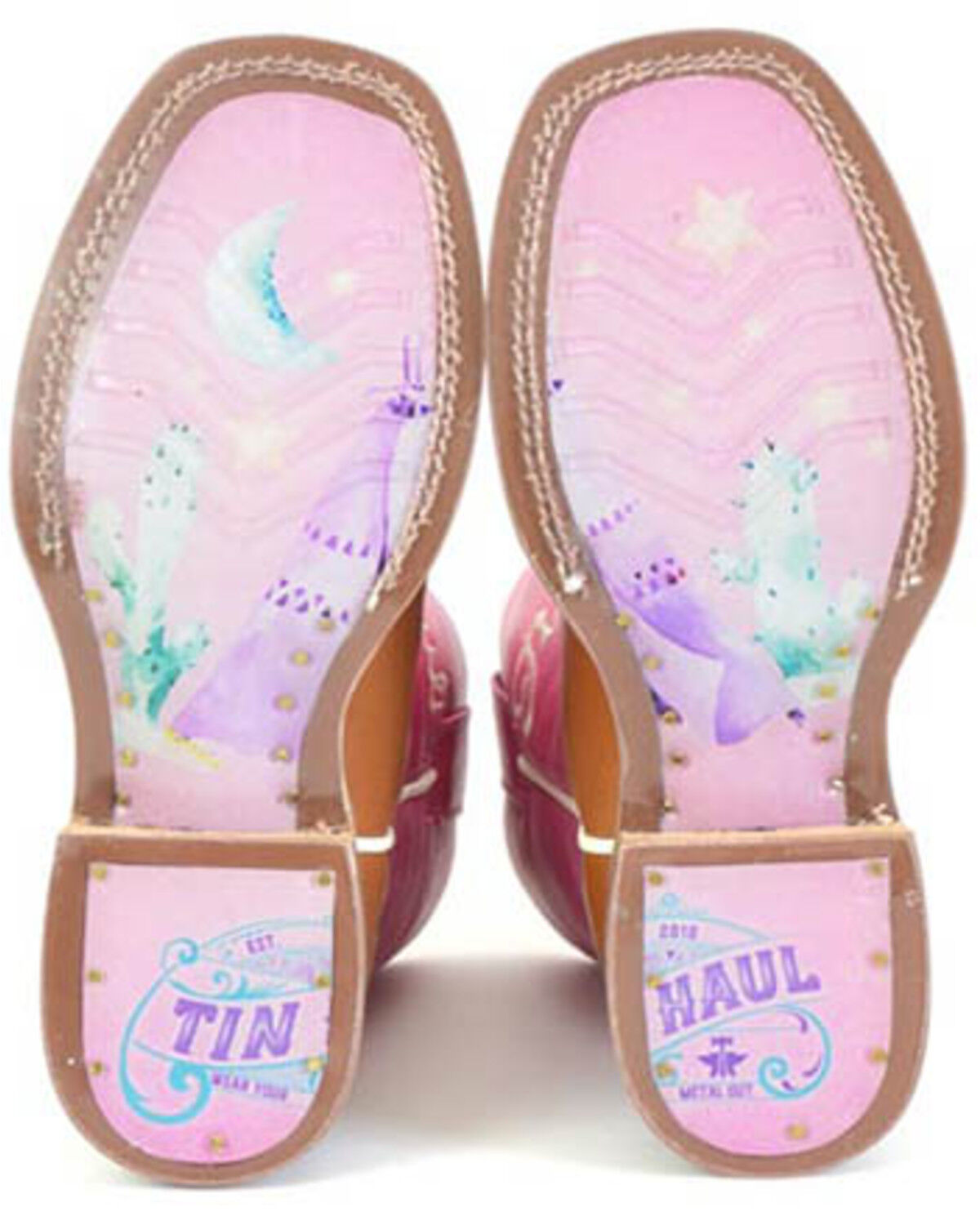 Image #2 - Tin Haul Girls' All Points West Western Boots - Broad Square Toe, Brown, hi-res