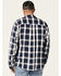 Image #4 - Brothers and Sons Men's Large Plaid Print Long Sleeve Button Down Western Shirt, Navy, hi-res