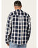 Image #4 - Brothers and Sons Men's Large Plaid Print Long Sleeve Button Down Western Shirt , Navy, hi-res