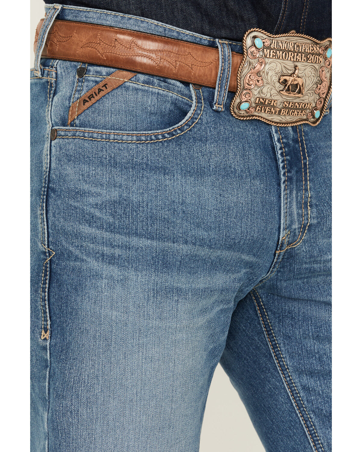 Image #2 - Ariat Men's M2 Prince Arcadia Medium Wash Relaxed Bootcut Stretch Denim Jeans, Medium Wash, hi-res