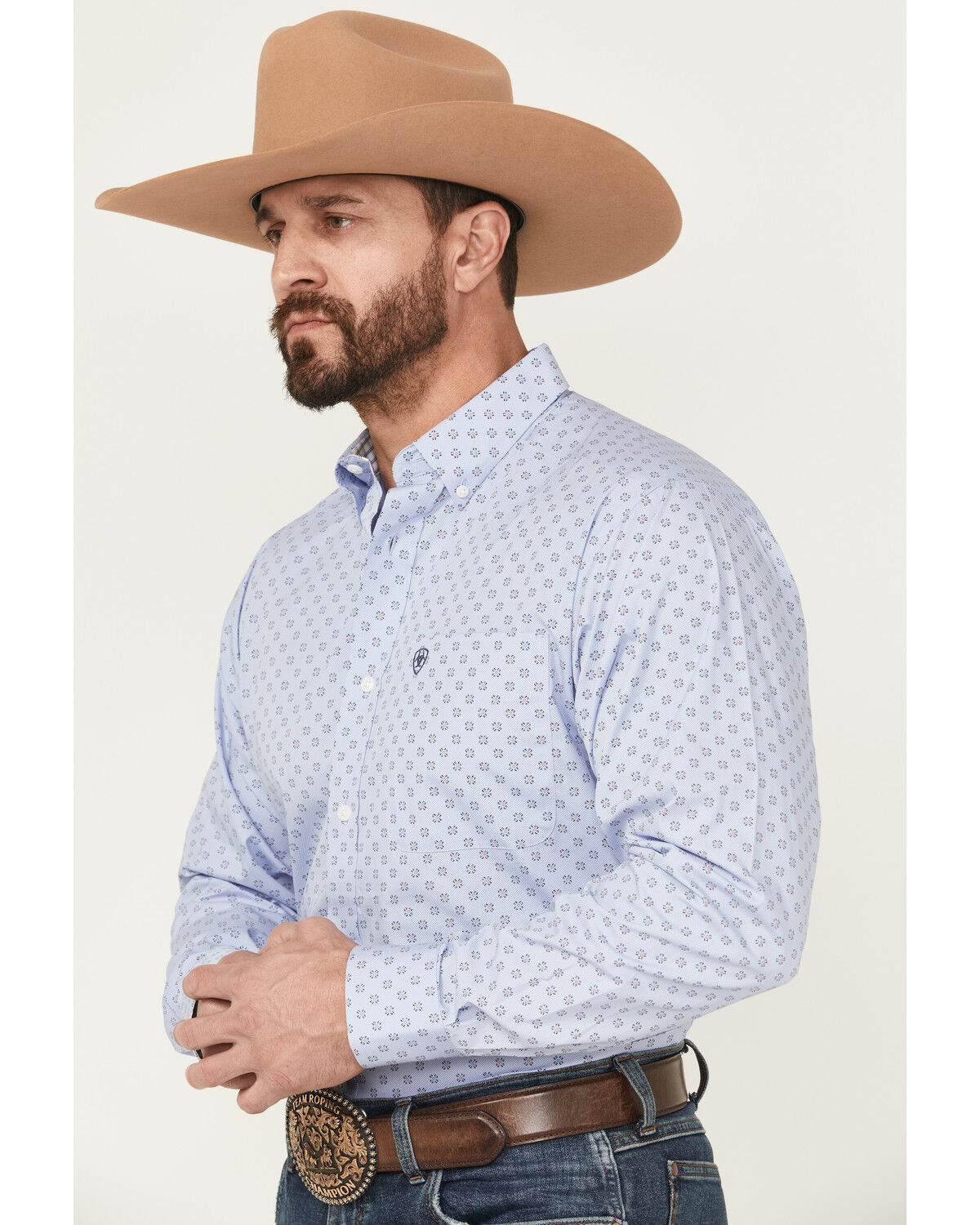 Image #2 - Ariat Men's Otello Geo Print Wrinkle Free Long Sleeve Button-Down Western Shirt, Blue, hi-res
