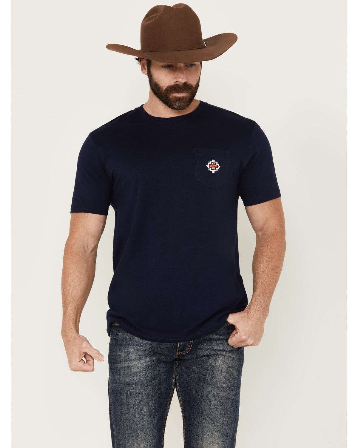 Image #2 - Ariat Men's Southwestern Pocket Short Sleeve Graphic T-Shirt, Navy, hi-res