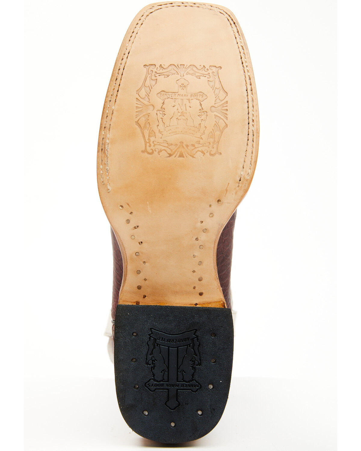 Image #7 - Tanner Mark Men's Exotic Caiman Western Boots - Broad Square Toe, Wine, hi-res