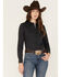 Image #1 - RANK 45® Women's Print Long Sleeve Stretch Snap Riding Shirt, Black, hi-res