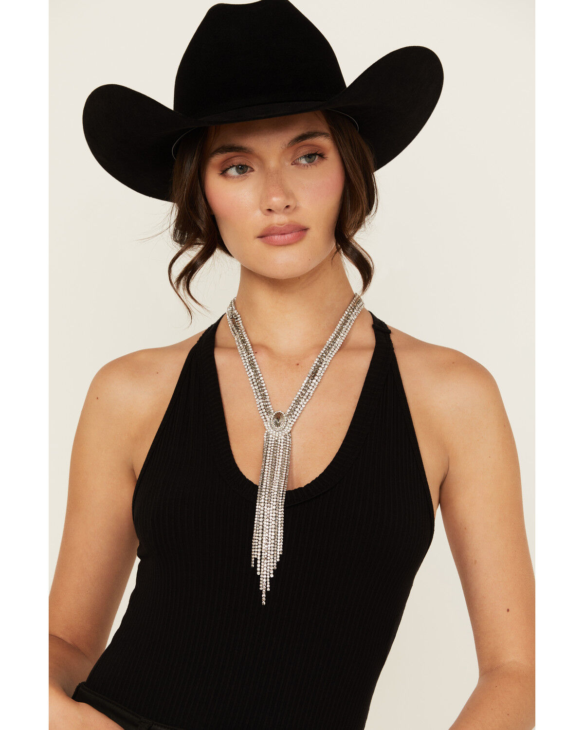 Image #1 - Wonderwest Women's Annalee Rhinestone Lariat Necklace, Silver, hi-res