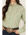 Image #4 - Cowboygirl by Jenna Paulette Women's Striped Long Sleeve Pearl Snap Western Shirt, Green, hi-res