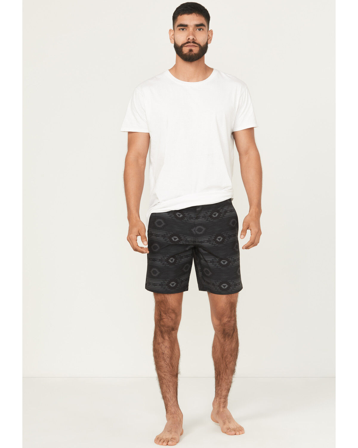 Image #1 - Rock & Roll Denim Men's Southwestern Print Stretch Chino Shorts, Black, hi-res