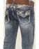 Image #2 - Grace in LA Girls' Medium Wash Floral Embroidered Bootcut Stretch Denim Jeans, Blue, hi-res