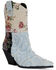 Image #1 - Azalea Wang Women's Akari Denim Patchwork Western Booties - Round Toe, Blue, hi-res