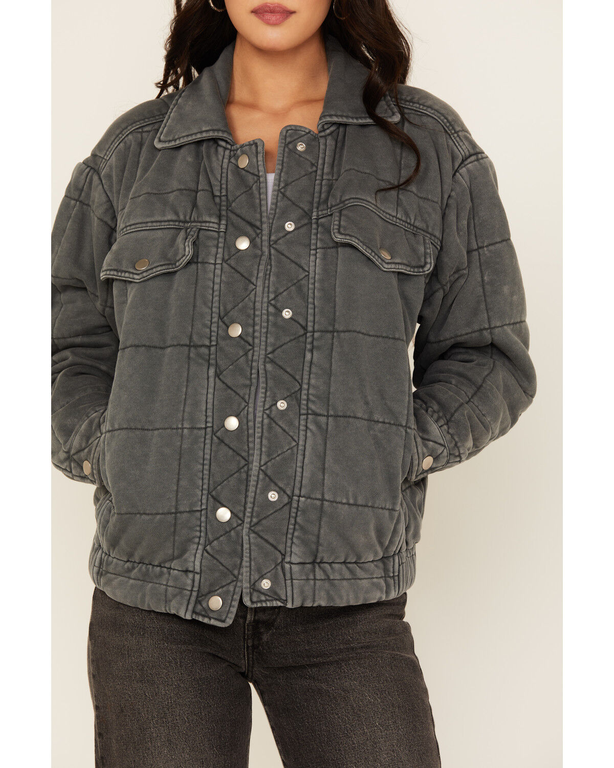 Image #3 - Blue B Women's Quilted Jacket, Charcoal, hi-res