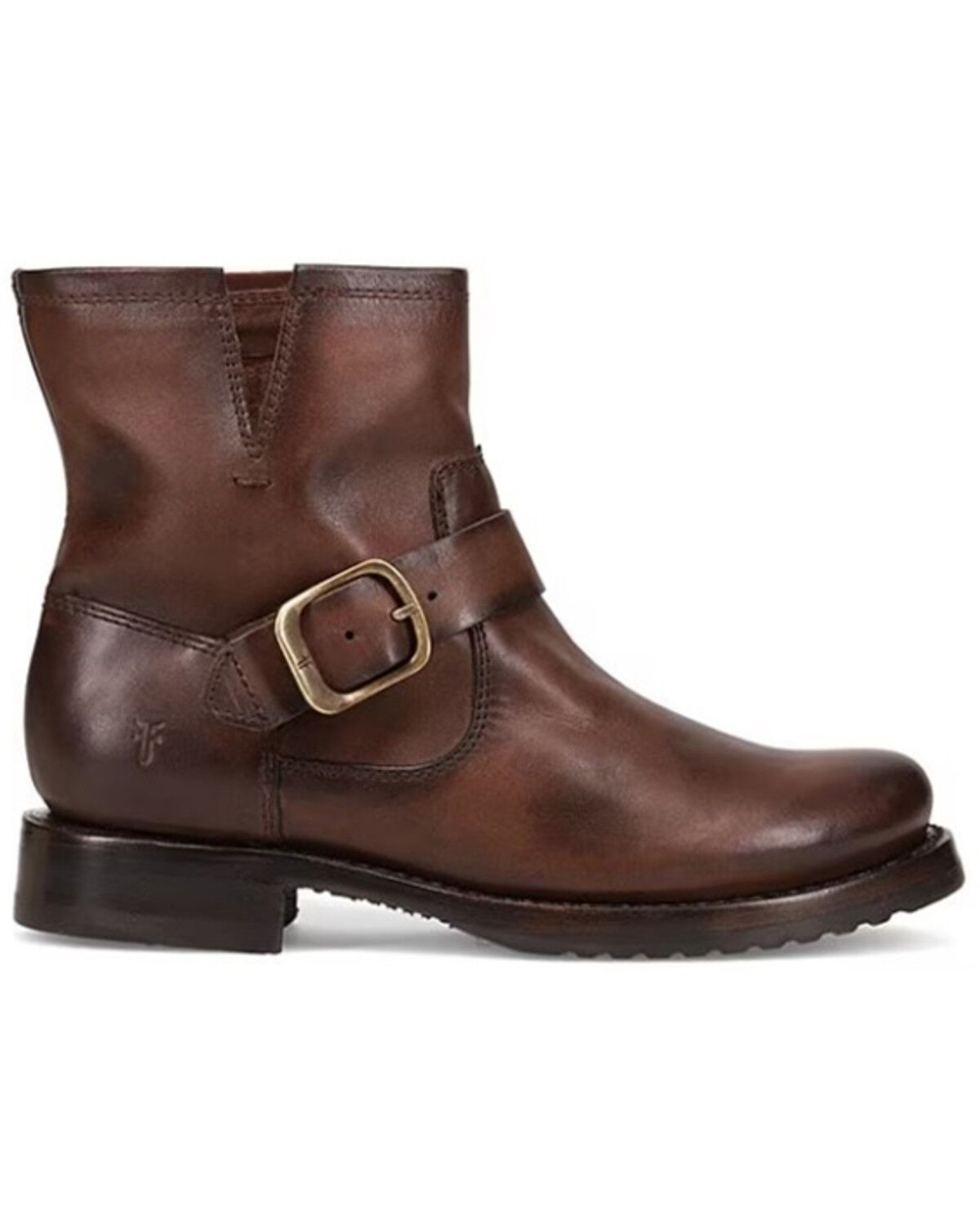 Image #2 - Frye Women's Veronica Leather Buckle Moto Booties - Round Toe, Chocolate, hi-res