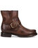 Image #2 - Frye Women's Veronica Leather Buckle Moto Booties - Round Toe, Chocolate, hi-res