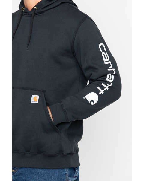 Image #4 - Carhartt Men's Loose Fit Midweight Logo Sleeve Graphic Hooded Sweatshirt, Black, hi-res