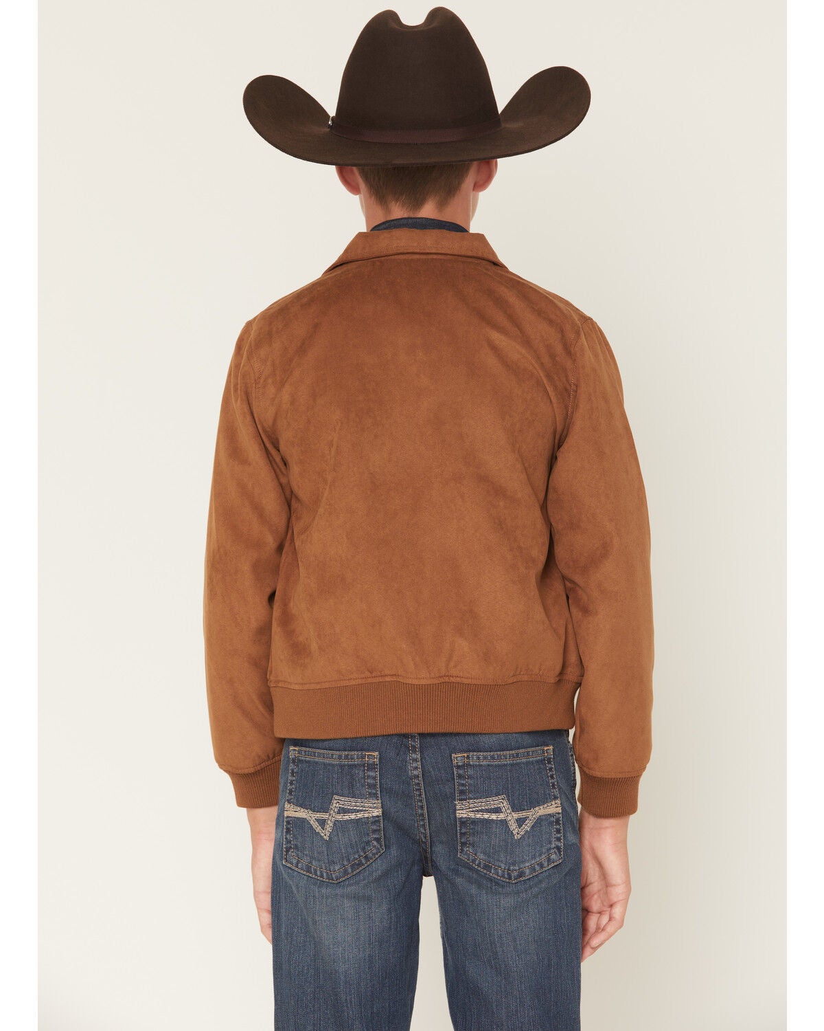 Image #4 - Cody James Boys' Harrington Faux Suede Bomber Jacket, Lt Brown, hi-res