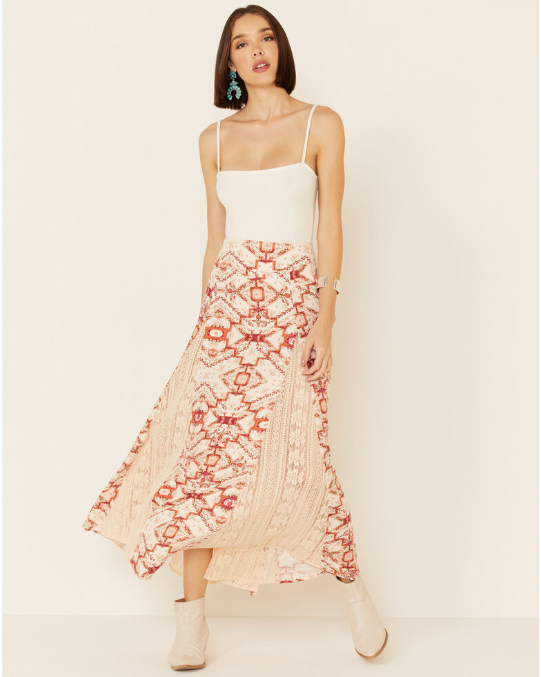 Shyanne Women's Tile Print Maxi Skirt, Blush, hi-res
