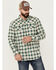 Image #1 - Moonshine Spirit Men's Last Call Dobby Plaid Print Long Sleeve Pearl Snap Western Shirt, Natural, hi-res
