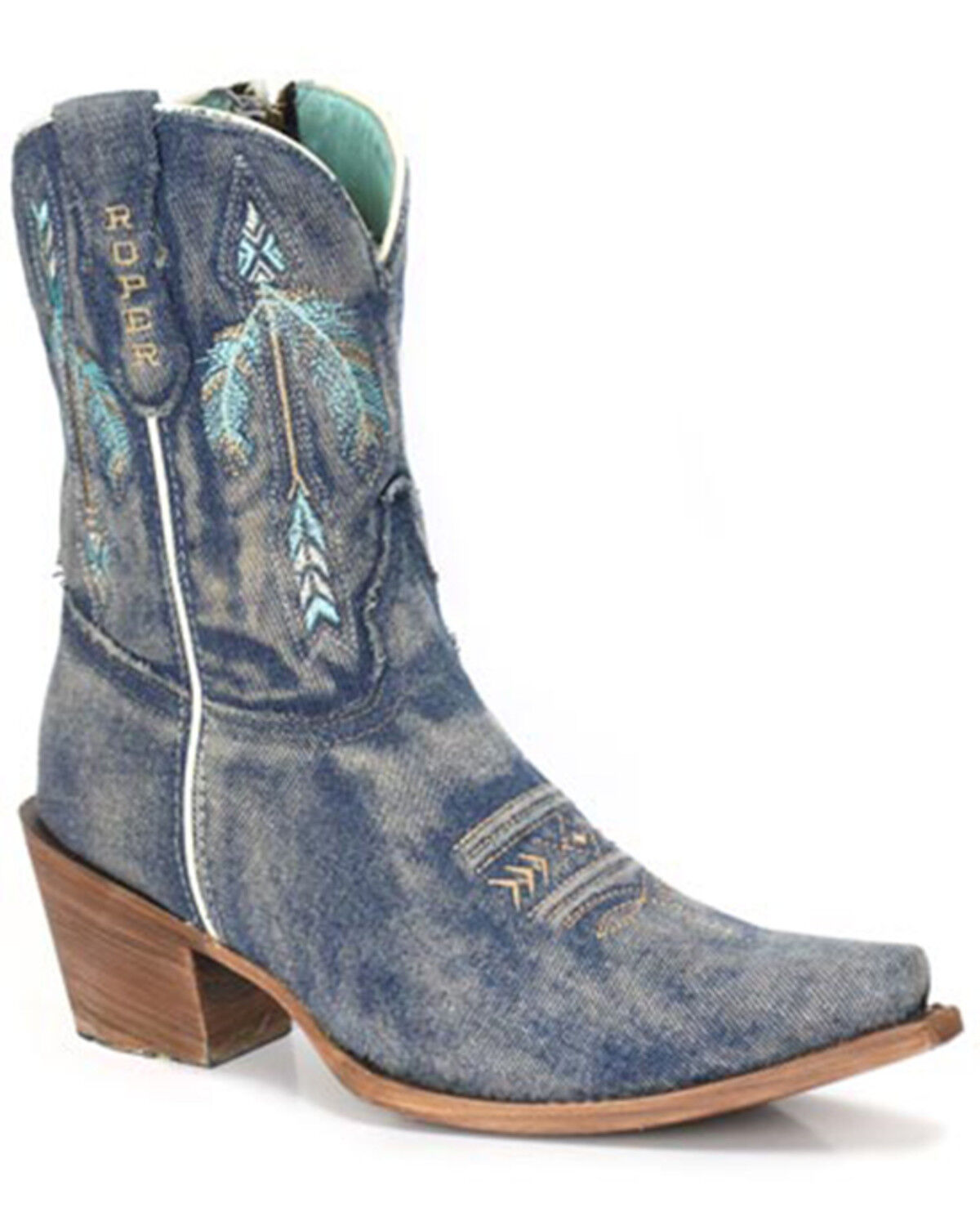 Image #1 - Roper Women's Arrowhead Western Boots - Snip Toe, Blue, hi-res