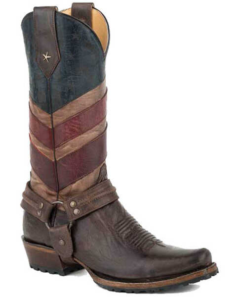 Image #1 - Roper Men's Old Glory Harness Western Boots - Snip Toe, Brown, hi-res