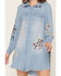 Image #3 - Blue B Women's Medium Wash Western Print Denim Shirt Mini Dress, Medium Wash, hi-res