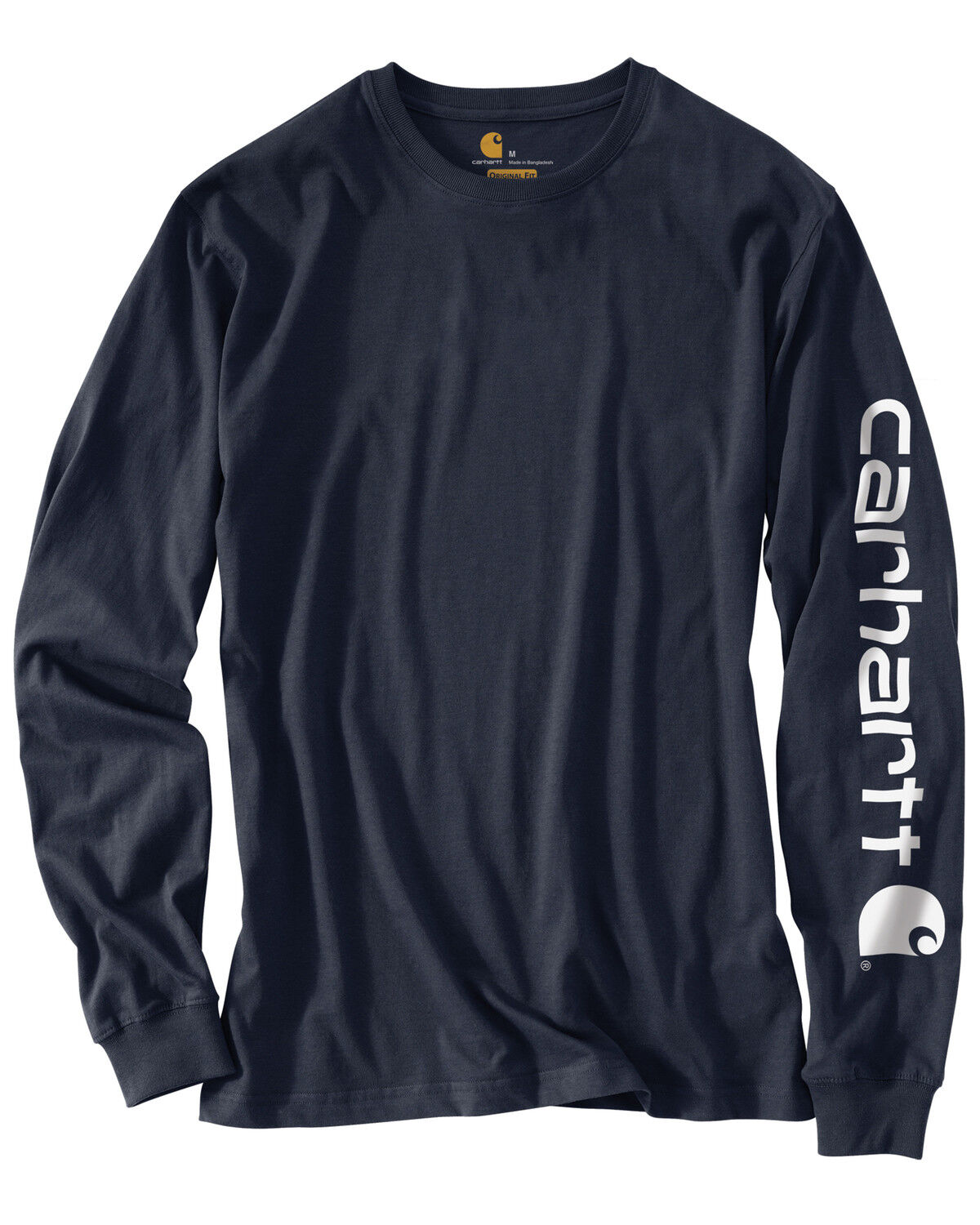 Image #1 - Carhartt Men's Loose Fit Heavyweight Long Sleeve Logo Graphic Work T-Shirt - Big & Tall, Navy, hi-res