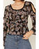 Image #3 - Wild Moss Women's Smocked Front Cold Shoulder Long Sleeve Shirt, Black, hi-res