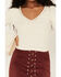 Image #3 - Shyanne Women's Deep V-Neck Bell Sleeve Crop Top, Cream, hi-res