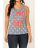 Cut & Paste Women's Star Print Land Of The Free Graphic Tank Top , Navy, hi-res
