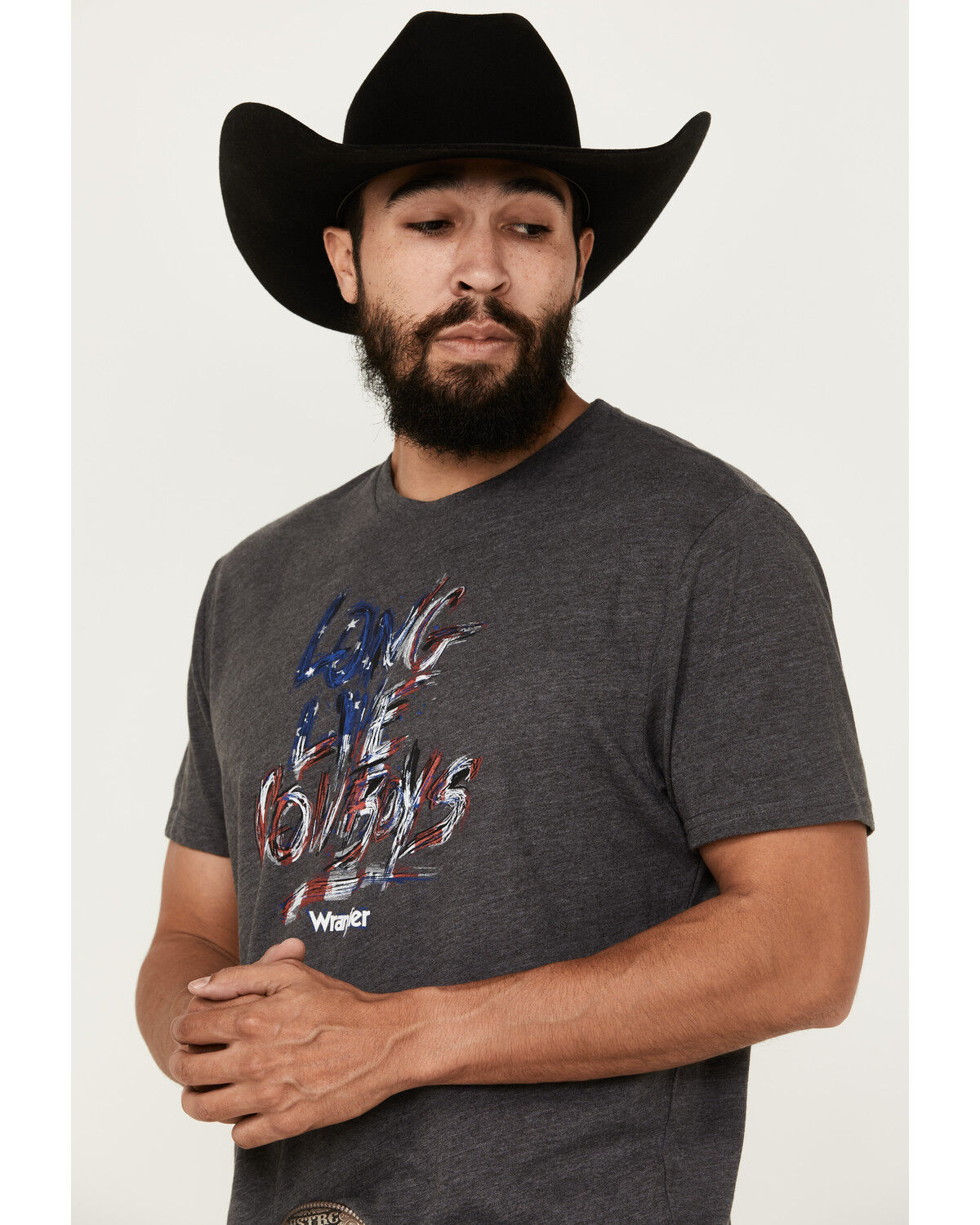 Image #2 - Wrangler Men's Americana Long Live Cowboys Short Sleeve Graphic T-Shirt, Charcoal, hi-res