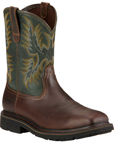 Image #1 - Ariat Men's Sierra Western Work Boots - Steel Toe, Dark Brown, hi-res