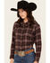 Image #2 - Shyanne Women's Plaid Print Long Sleeve Snap Western Shirt, Chocolate, hi-res
