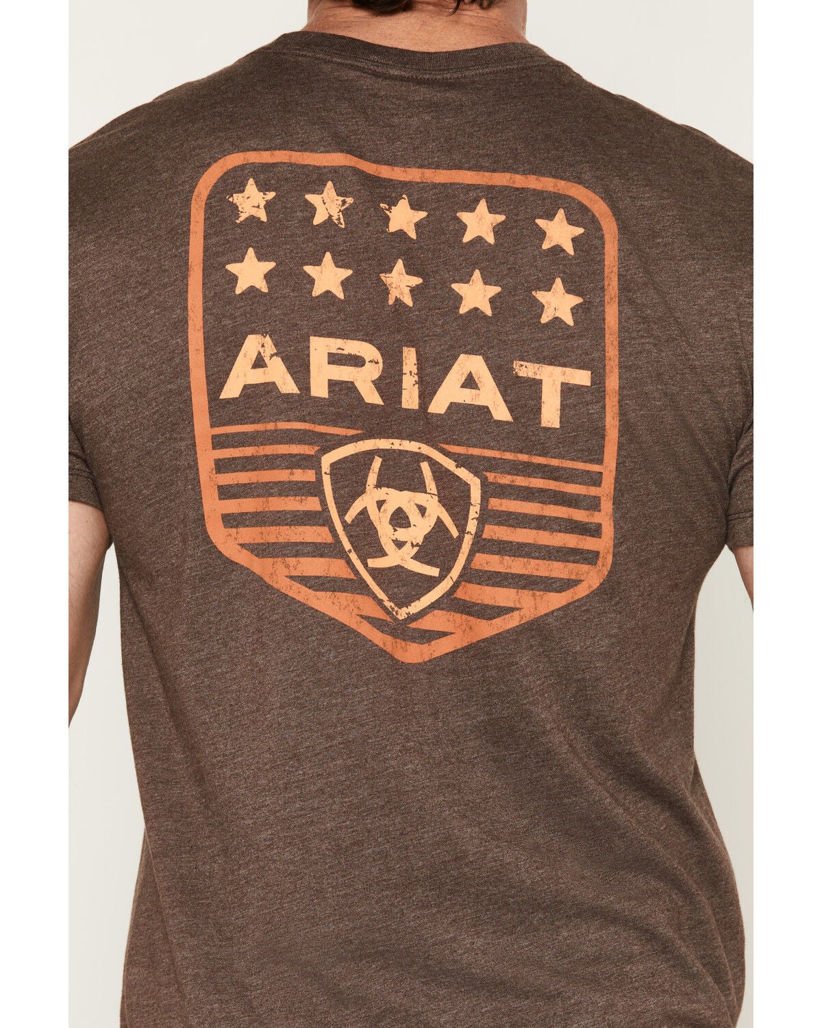 Image #4 - Ariat Men's Logo Patriotic Badge Short Sleeve Graphic T-Shirt, Brown, hi-res