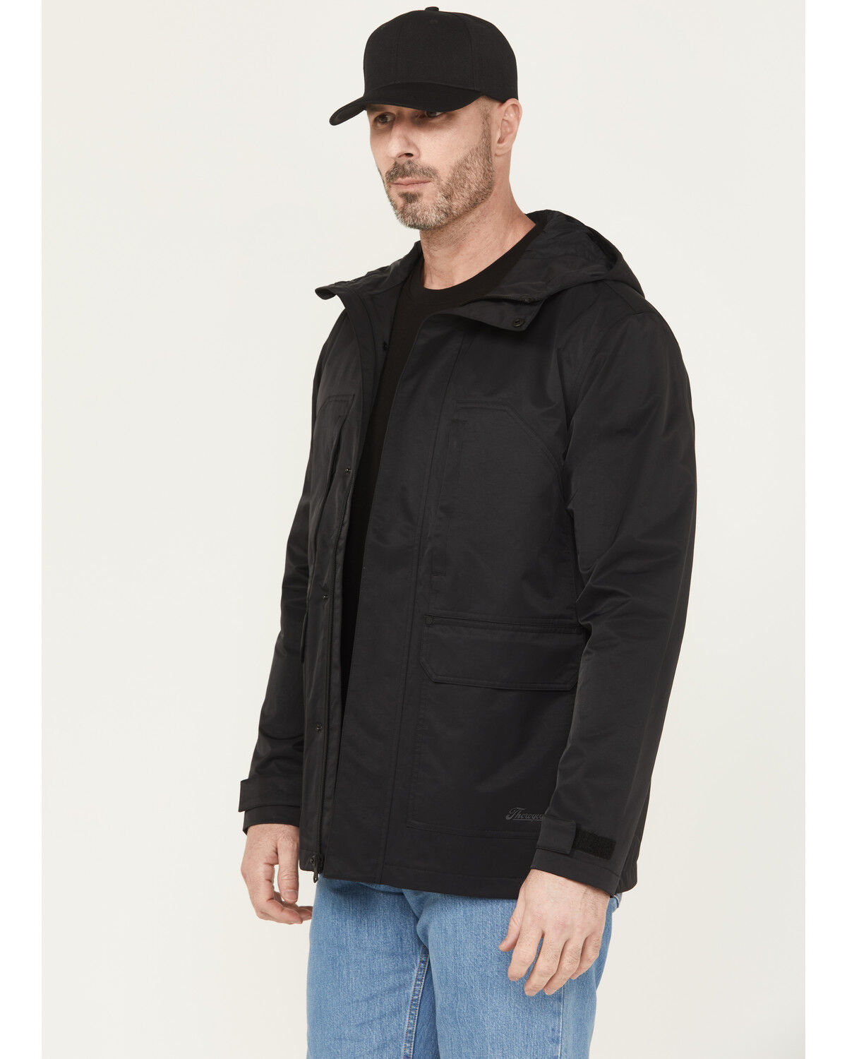 Image #2 - Thorogood Men's Waterproof Hooded Rain Jacket, Black, hi-res