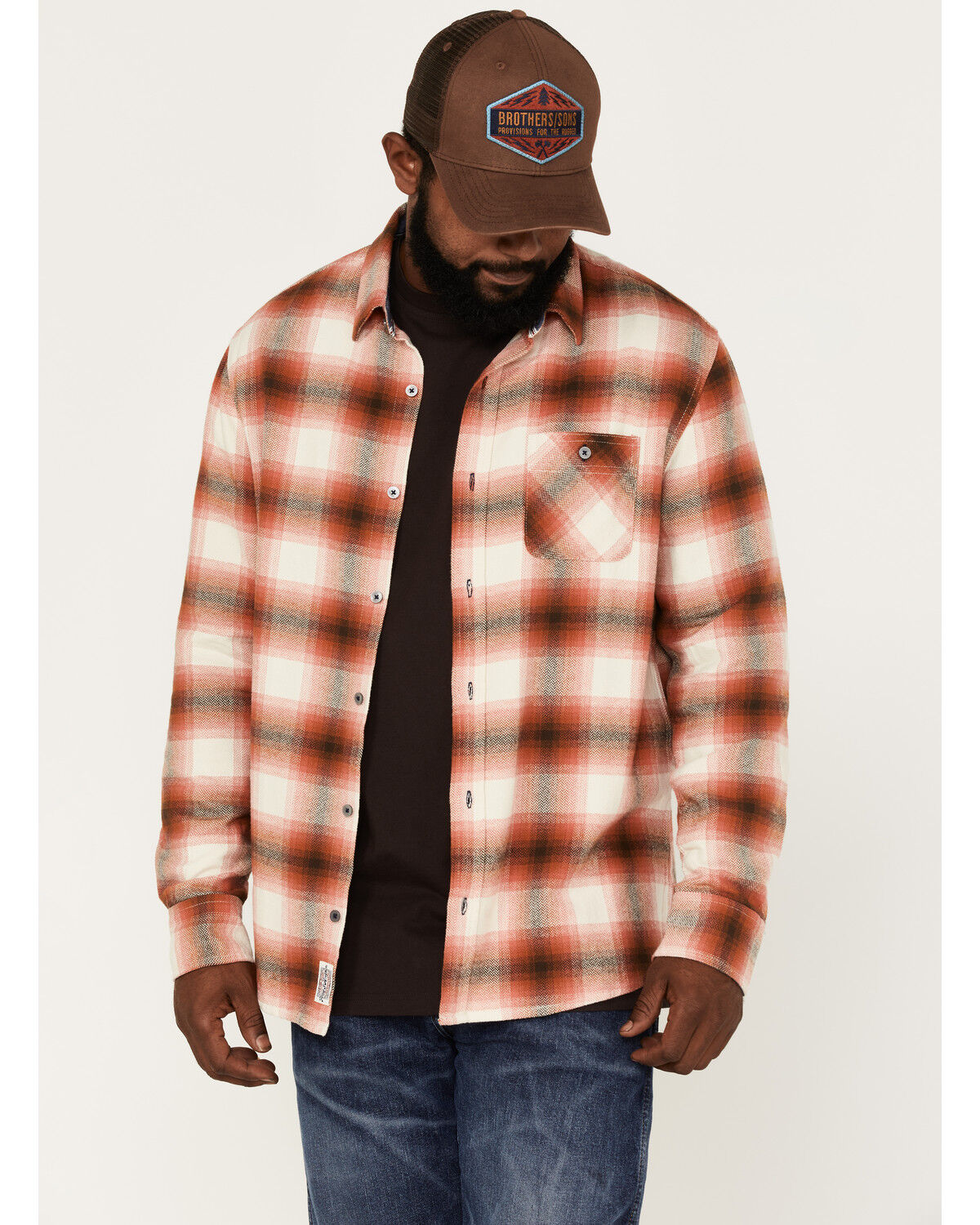 Image #1 - Flag & Anthem Men's Sanders Large Plaid Long Sleeve Button Down Flannel Shirt, Red, hi-res