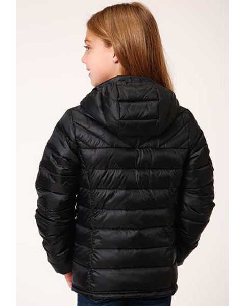 Image #2 - Roper Girls' Solid Crushable Parachute Zip-Front Hooded Nylon Jacket , Black, hi-res