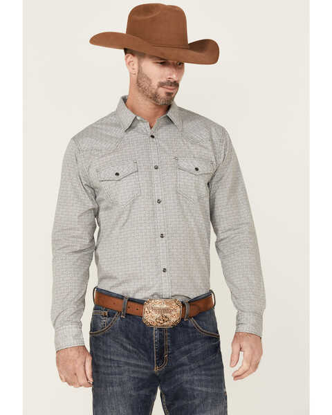 Cody James Men's Landmark Southwestern Print Long Sleeve Snap Western Shirt , Grey, hi-res