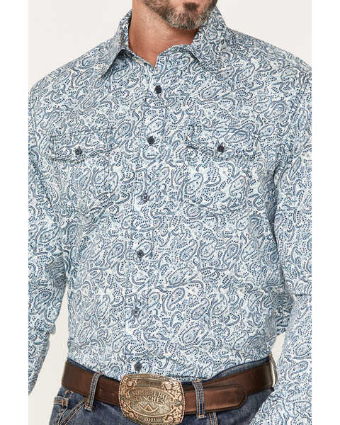 Wrangler Retro Men's Paisley Print Long Sleeve Button-Down Shirt, Blue, hi-res