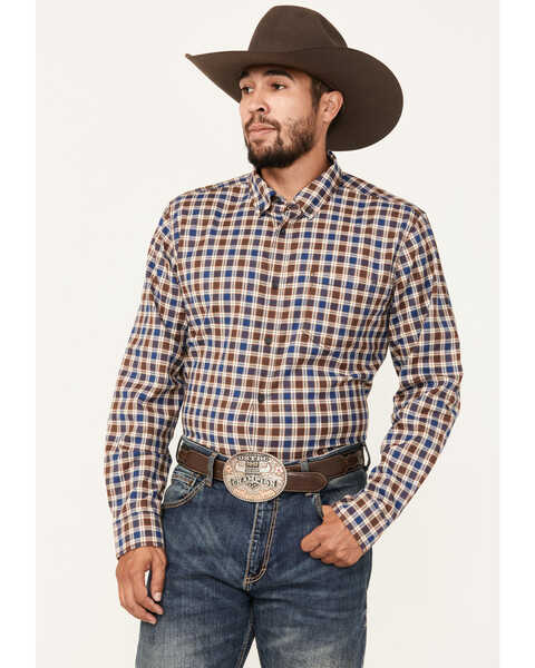 Cody James Men's Hound Dog Plaid Print Long Sleeve Button-Down Western Shirt - Big , Chocolate, hi-res