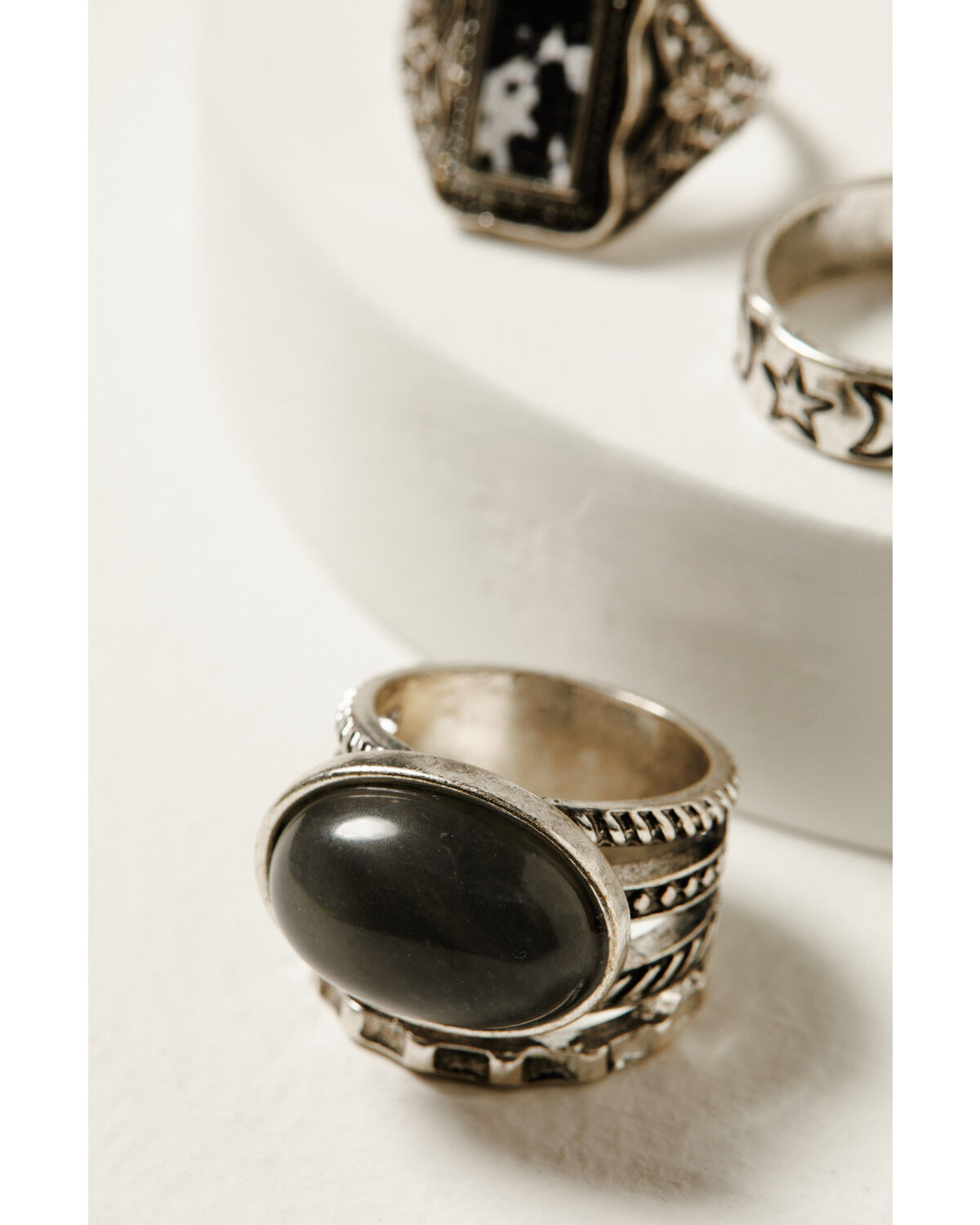 Image #2 - Shyanne Women's Cow Print and Labradorite Ring Set - 3 Piece, Silver, hi-res