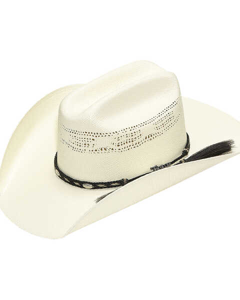 Twister Bangora Straw Cowboy Hat with Braided Band, Natural, hi-res