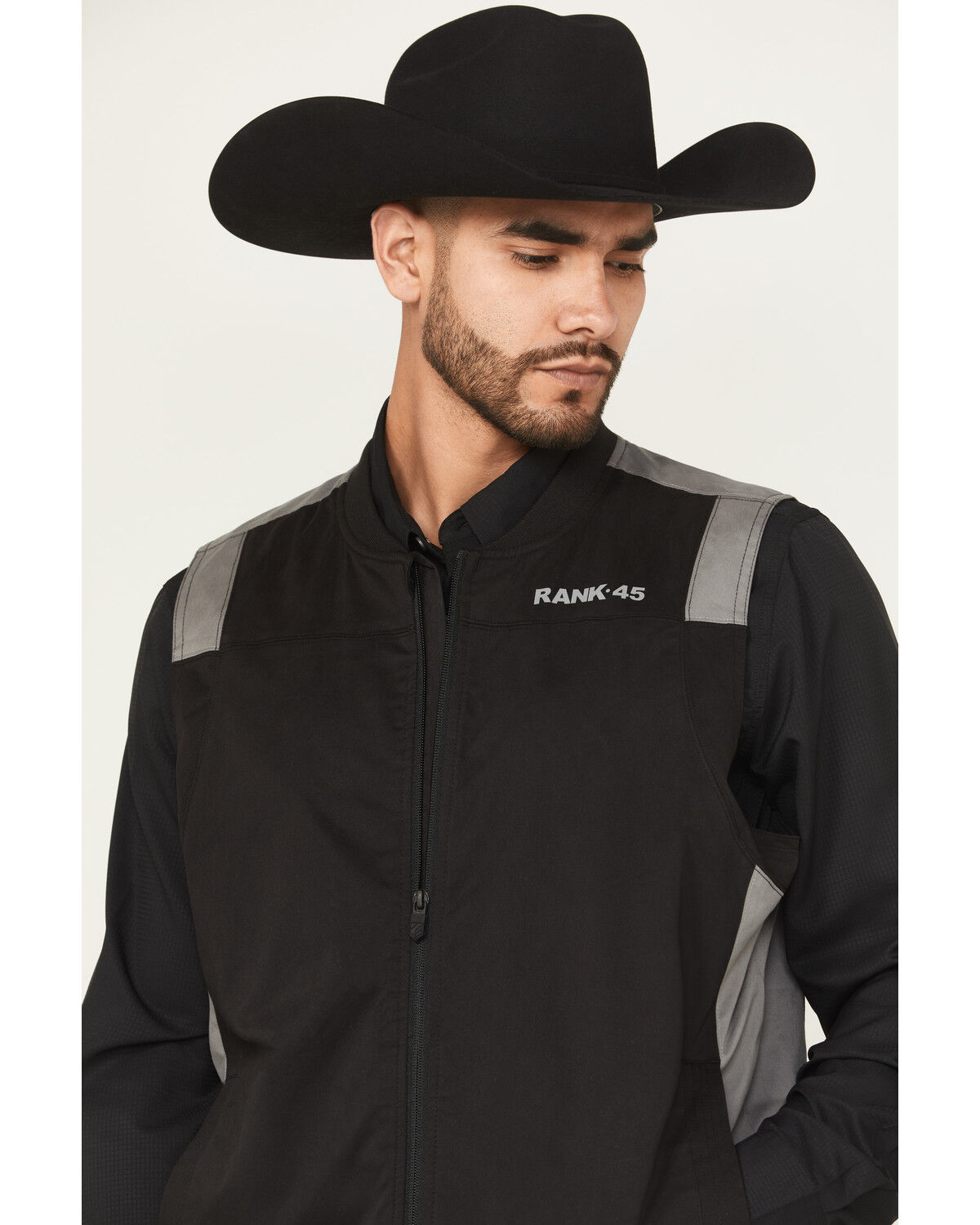 Image #2 - RANK 45® Men's Starburst Bomber Vest, Black, hi-res
