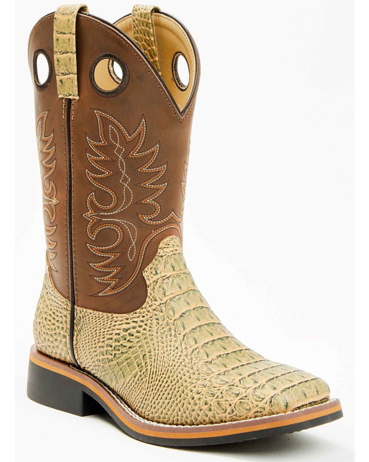 Cody James Little Boys' Gator Print Western Boots - Broad Square Toe, Brown, hi-res