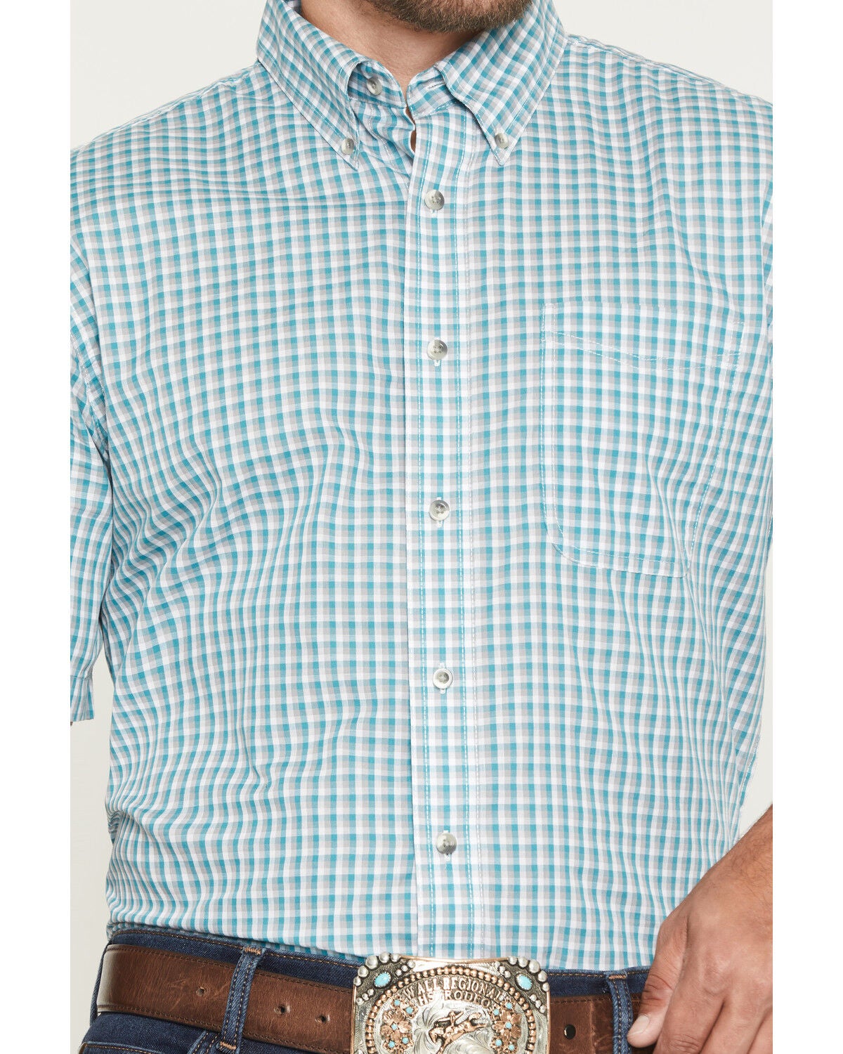 Image #3 - Wrangler Riata Men's Assorted Plaid Print Short Sleeve Button-Down Western Shirt - Big, Multi, hi-res